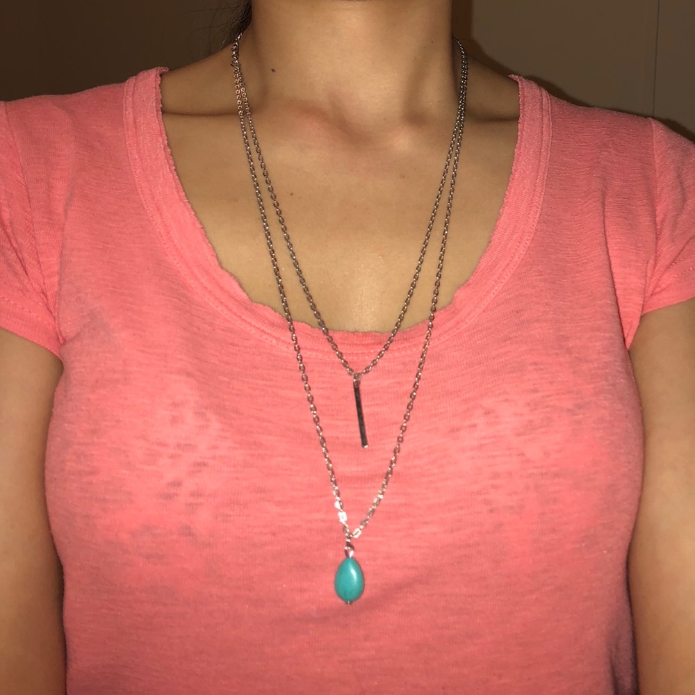 Two Layer Turquoise Sterling Silver Necklace